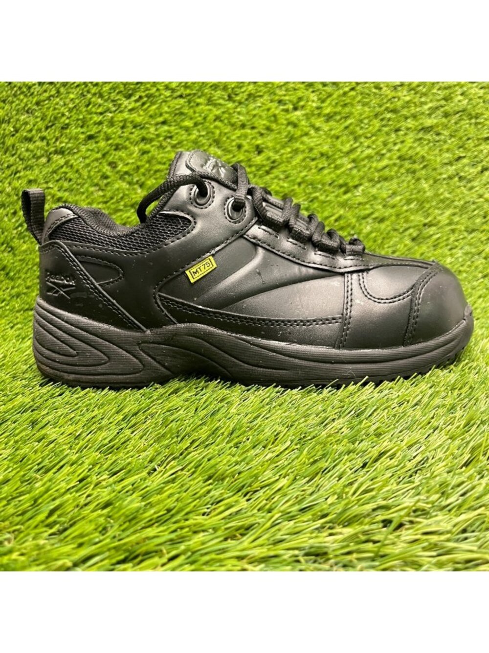 Reebok Centose SR Womens Size 8 Black Leather Composite Toe Safety Work Shoes